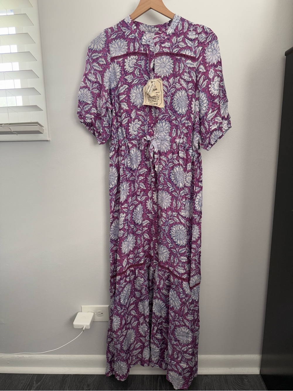 Emerson Fry Love Tomas Large NEW Lucy Purple Maxi Dress Floral Boho Cottage